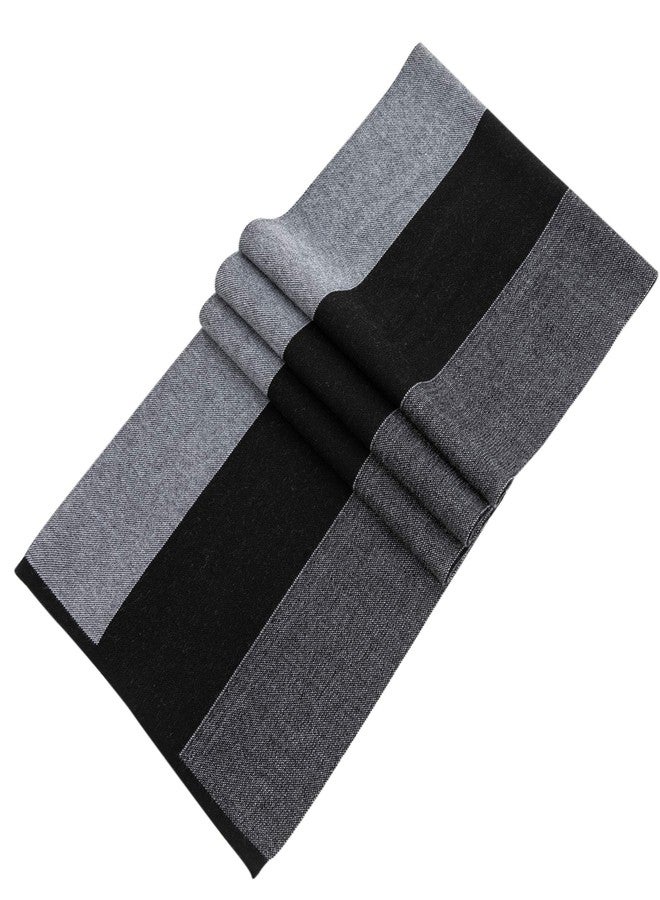 Lallier Men's Merino Wool Scarf, Long Winter Neckwear with Gift Box (Gray Stripe) - Image 4