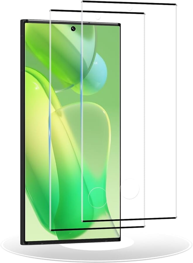 واقي شاشة من الزجاج المقوى لهاتف Samsung Galaxy S23 Ultra، واقي شاشة لهاتف Samsung Galaxy S23 Ultra، طبقة زجاجية ثلاثية الأبعاد بتغطية كاملة، مضاد للخدش، صلابة 9H، عبوة من قطعتين