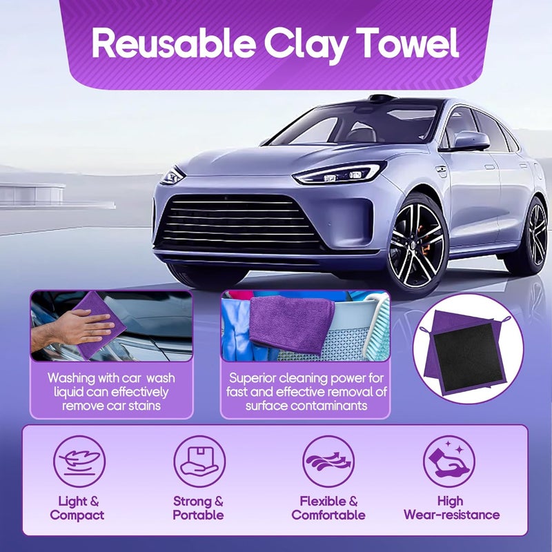 Anglekai 2PCS Clay Towel Auto Detailing, Clay Bar Towel Cloth Auto Detailing for Car (12 x 12 in) (Purple) - Image 5