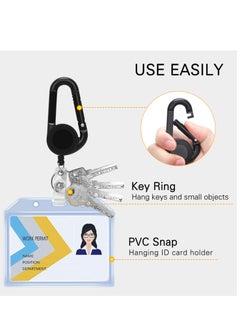 KASTWAVE Retractable Badge Clip, ID Badge Holder with Multifunctional Carabiner Reel Clip, Heavy Duty Retractable Heavy Duty Keychain for Business Card Keychains (3 Pack)  - Image 2