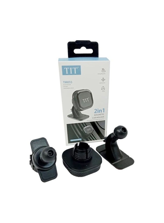 Magnetic Dashboard And AC Wind 2 In1 Mount Mobile Phone Holder For Car-Black- TM055 - Image 4