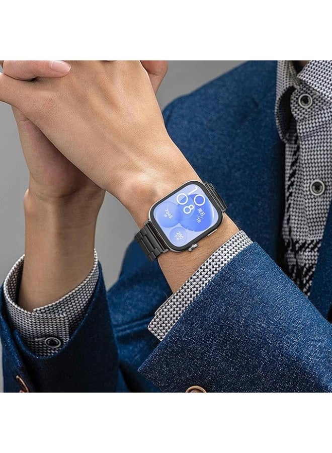 MHM Compatible with Huawei Watch Fit 4 (2025), Adjustable Stainless Steel Replacement Metal Watch Band Classic Style Practical Black - Image 3