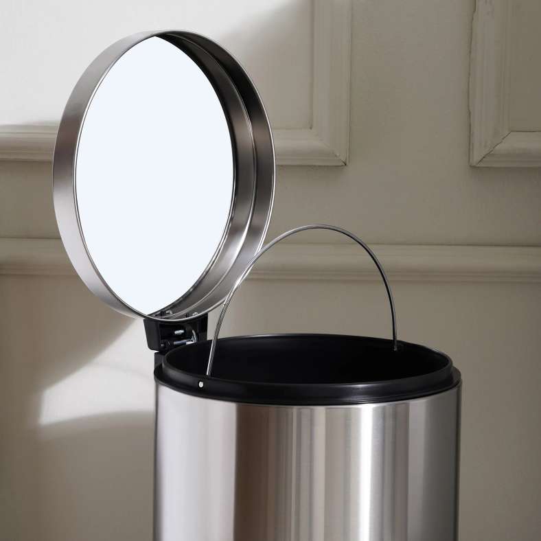 Pan Home سلة مهملات معدنية بدواسة ناعمة للإغلاق اليومي 36X30.2X62.5 سم 30 لتر - كروم - Image 4
