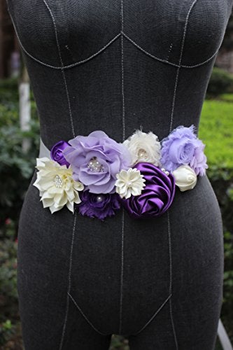 nania maternity pregnancy sash for Mon to be baby shower sash flower sash (Purple) - Image 4
