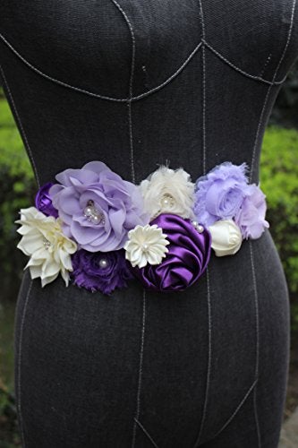 nania maternity pregnancy sash for Mon to be baby shower sash flower sash (Purple) - Image 2