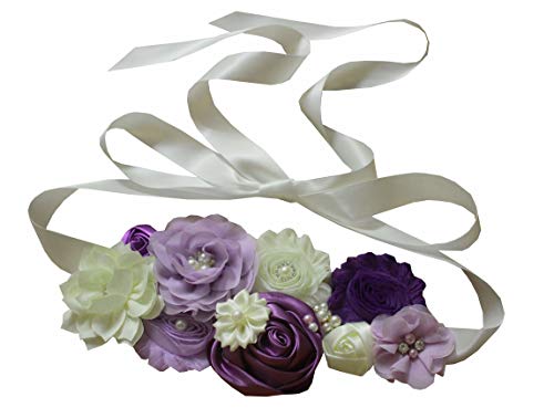 nania maternity pregnancy sash for Mon to be baby shower sash flower sash (Purple) - Image 1