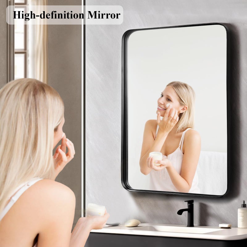 Fabuday Bathroom Mirror Over Sink 24x36 Black - Framed Matte Bathroom Vanity Mirror, Wall Mounted Decor Mirror for Living Room, Restroom, Entryway, Hangs Vertically or Horizontally - Image 3