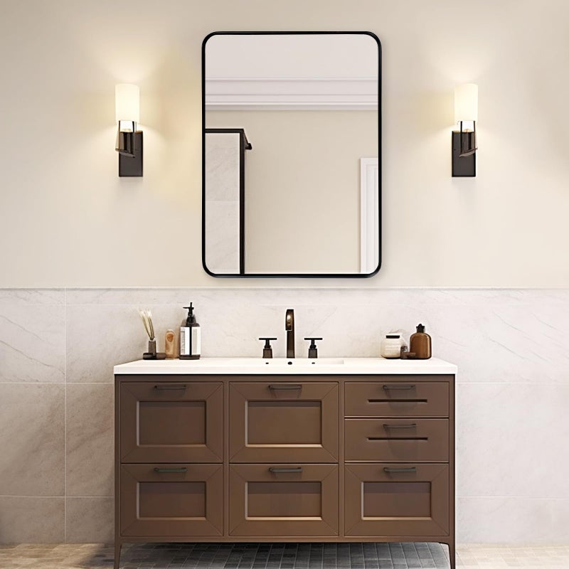 Fabuday Bathroom Mirror Over Sink 24x36 Black - Framed Matte Bathroom Vanity Mirror, Wall Mounted Decor Mirror for Living Room, Restroom, Entryway, Hangs Vertically or Horizontally - Image 5