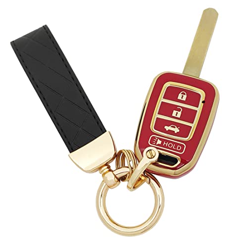 AYGUCEKE TPU Protective Key Fob Cover Case Compatible with Honda 20132016 Honda Accord 20142015 CRV 20142015 Civic Key Fob Red - Image 1