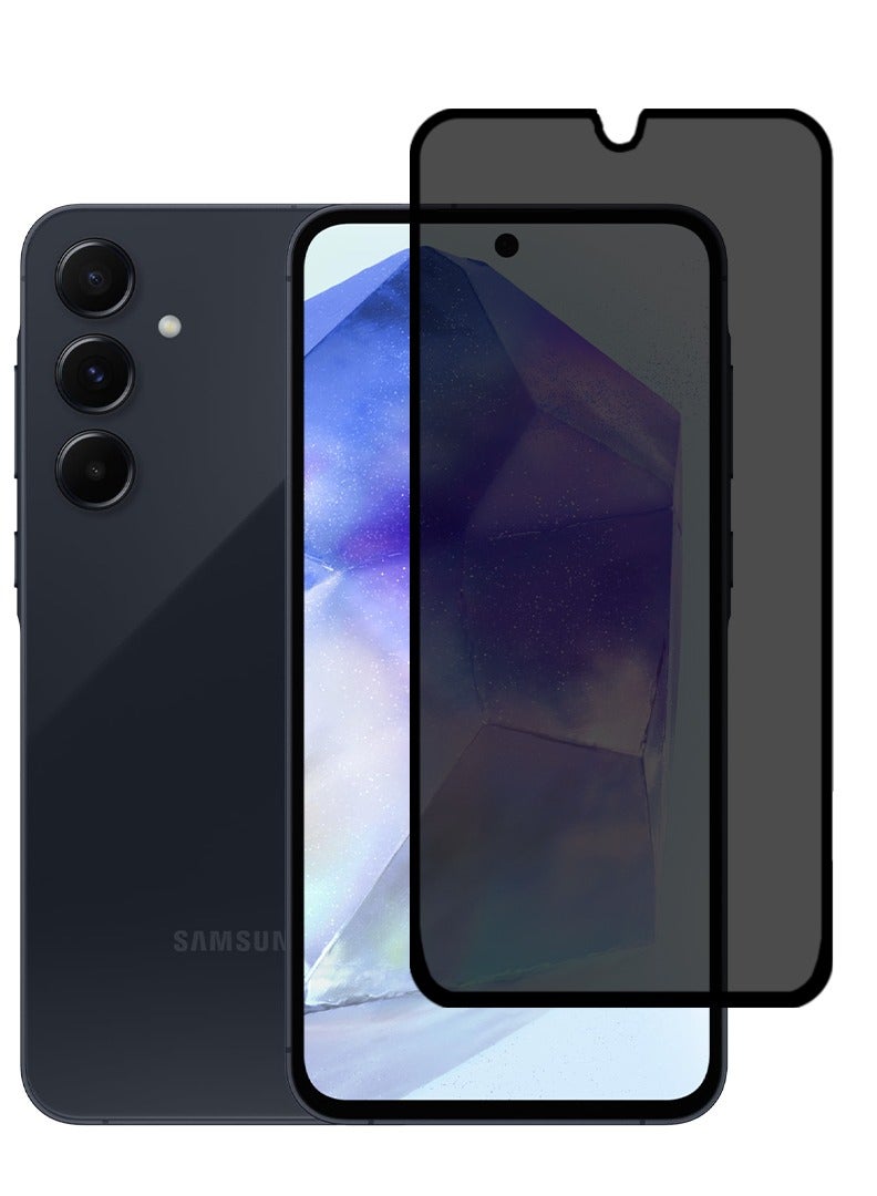 YJS Privacy Screen Protector For Samsung Galaxy A35/ A55 9H Hardness Anti Spy Tempered Glass [100% Privacy Protection], Bubble Free Easy Installation, Full Coverage And Anti Scratch - Image 1
