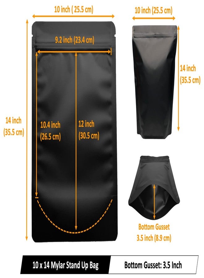 Chamigon 50 Pack 1 Gallon Matte Black Stand Up Food Storage Bags – 5 Mil 10x14 Inches Resealable Food Storage Zipper Pouch Bag, Large Heat Sealable Plastic Foil Packaging Pouches - Image 5