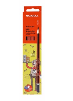 NATARAJ أقلام رصاص جرافيت من روبي HB مكونة من 12 قطعة مع مبراة وممحاة  - Image 3