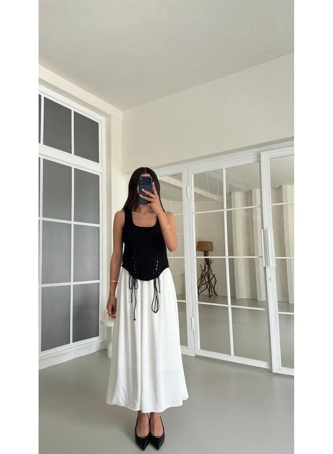 GAUS Black Corset Detailed Lined Dress GAUS-01658.