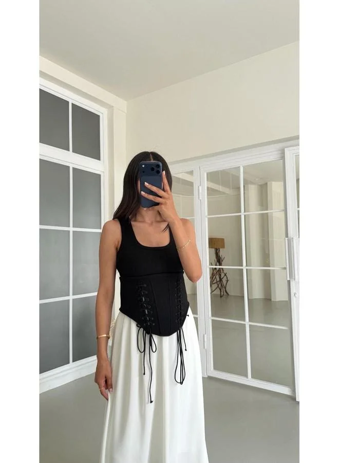 GAUS Black Corset Detailed Lined Dress GAUS-01658.