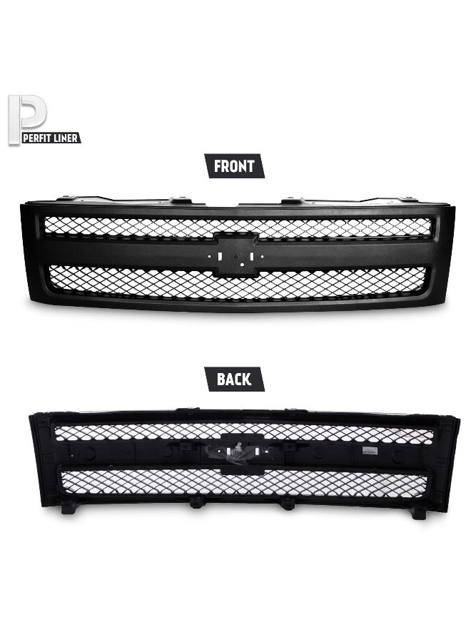 Winjet Perfit Liner Front Black Grille Grill Compatible With 20072013 Chevrolet Silverado 1500 Pickup Truck GM1200578 25810706 - Image 2