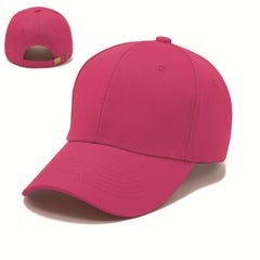 Pure Cotton Hard Top Baseball Cap Sun Protection Travel Hat Mens Korean Style Embroidered Logo Breathable Fashion Accessory rose red
