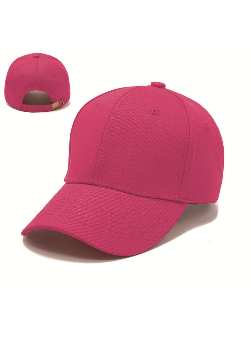 Generic - Pure Cotton Hard Top Baseball Cap Sun Protection Travel Hat Mens Korean Style Embroidered Logo Breathable Fashion Accessory rose red - Image 1