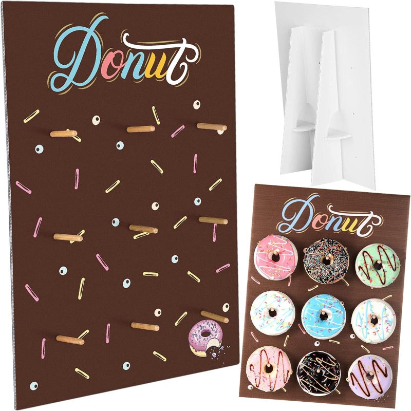 Jetec Wall Donut Stand Display Stand Reusable Donut Holder Board for Party Supplies Table Dessert Wedding Birthday Baby Shower TreatBrown