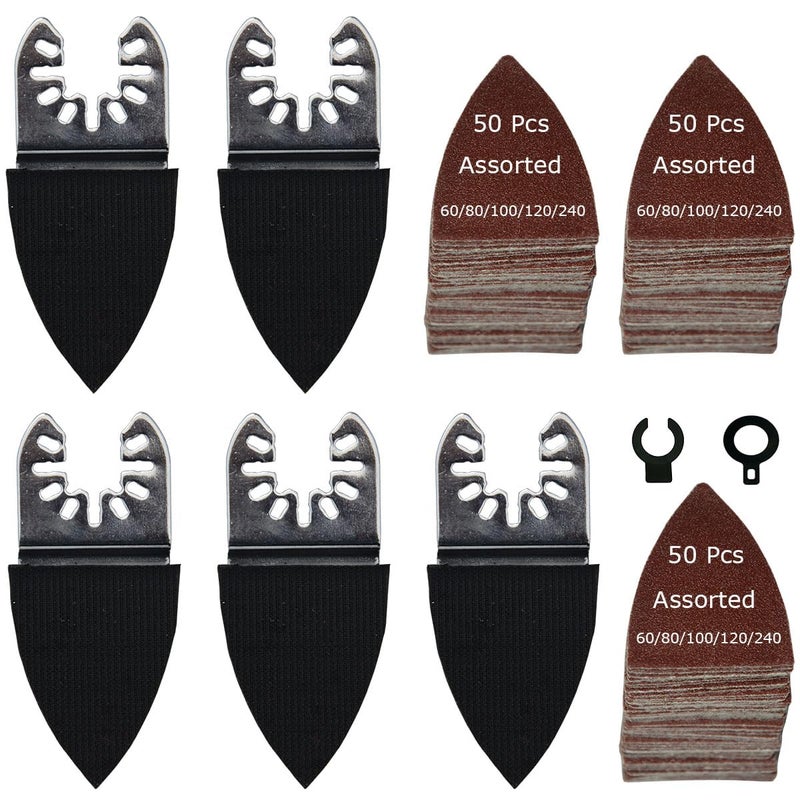 XXGO 155 Pcs Finger Oscillating Multi Tool Sanding Pads Accessories Kits Include 150 Pcs Multitool Finger Sanding Paper and 5 Pcs Multi Tool Finger Sanding Pads XG155F - Image 1