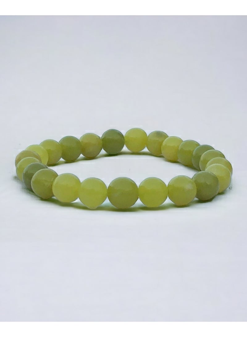 HADIGEMS 8mm Serpentine Gemtone Streach Bracelet In Rare Apple Green Color Aka Zehrmora - Image 2