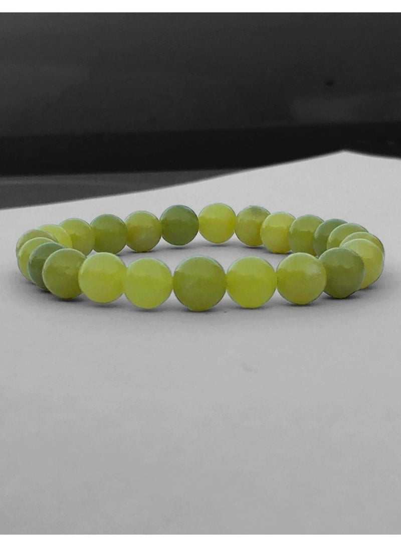 HADIGEMS 8mm Serpentine Gemtone Streach Bracelet In Rare Apple Green Color Aka Zehrmora - Image 3