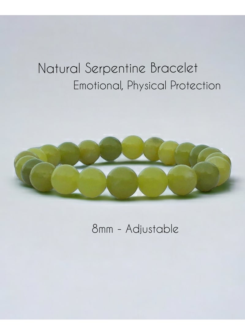 HADIGEMS 8mm Serpentine Gemtone Streach Bracelet In Rare Apple Green Color Aka Zehrmora - Image 4