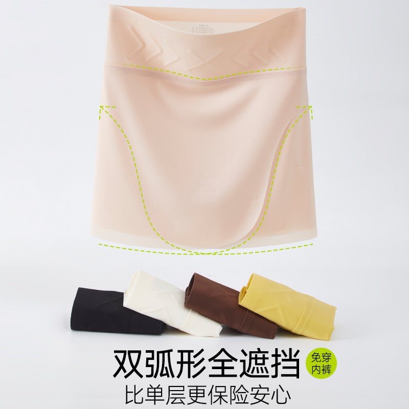 3980 Summer Thin Traceless Abdominal Triangle Double-layer Sheltering Anti-embarrassment Anti-running Light Bottoming Boxer Panties for Women bright yellow