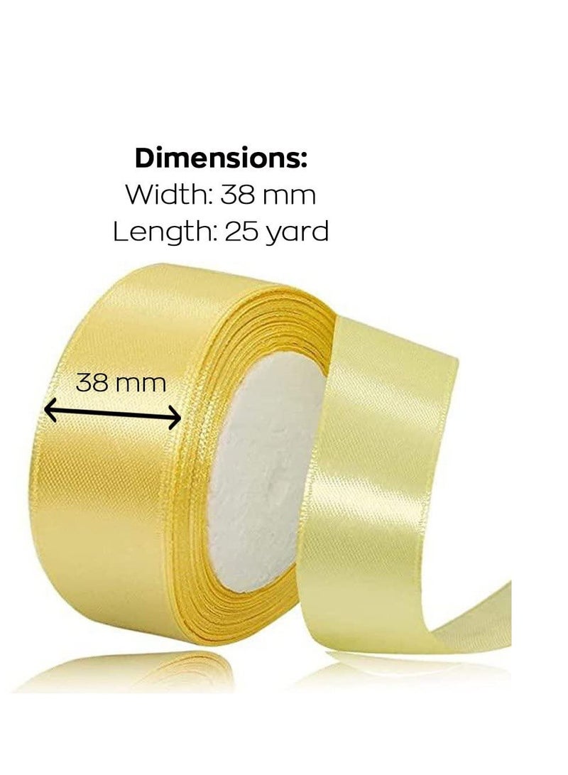 MARKQ Turmeric Satin Ribbon, 38mm x 25yd Fabric Polyester Ribbon for Gift Wrapping, Party Favors, Wedding Decorations, Bow Making, Bouquets, Sewing Projects & Craft Supplies - Image 2