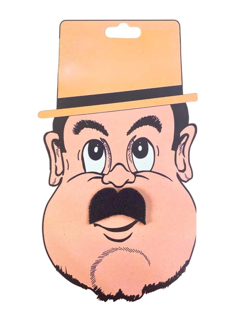 Fake Moustache Costume, Black Color Self Adhesive Whisker For Party, Birthday, Christmas, Halloween Costume Accessory, Funny Face Hair Decoration For All (Shape 5) - Image 1