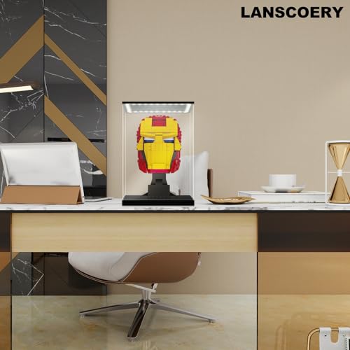 LANSCOERY Acrylic Display Case with Adjustable Yellow/White/Warm LED Light, UV Protection Clear Display Box, Dustproof Showcase for Action Figures, Models, Collectibles - 9.8x9.8x13.8inch - Image 2