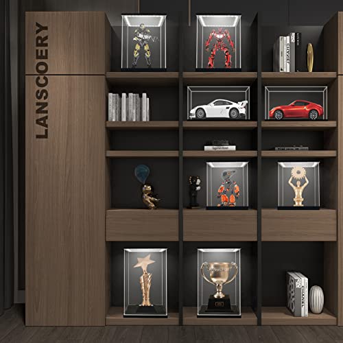LANSCOERY Acrylic Display Case with Adjustable Yellow/White/Warm LED Light, UV Protection Clear Display Box, Dustproof Showcase for Action Figures, Models, Collectibles - 9.8x9.8x13.8inch - Image 3
