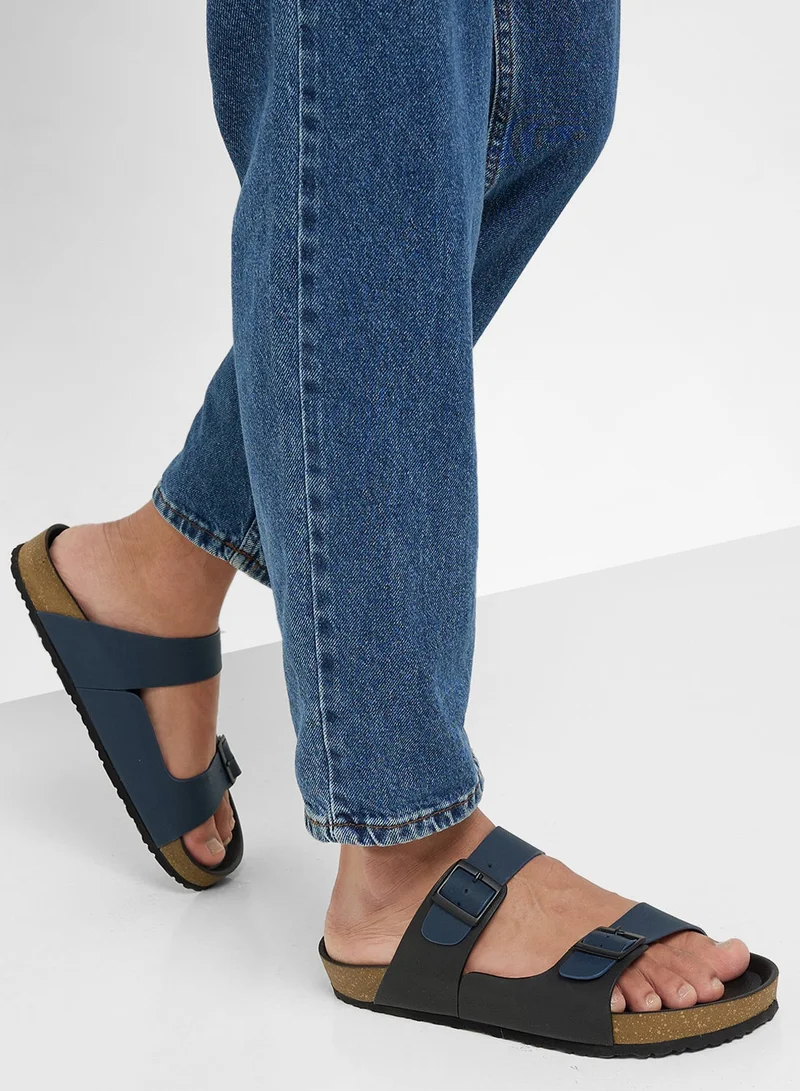 Robert Wood Navy-Black Casual Comfort Sandals for Men | Best Price UAE