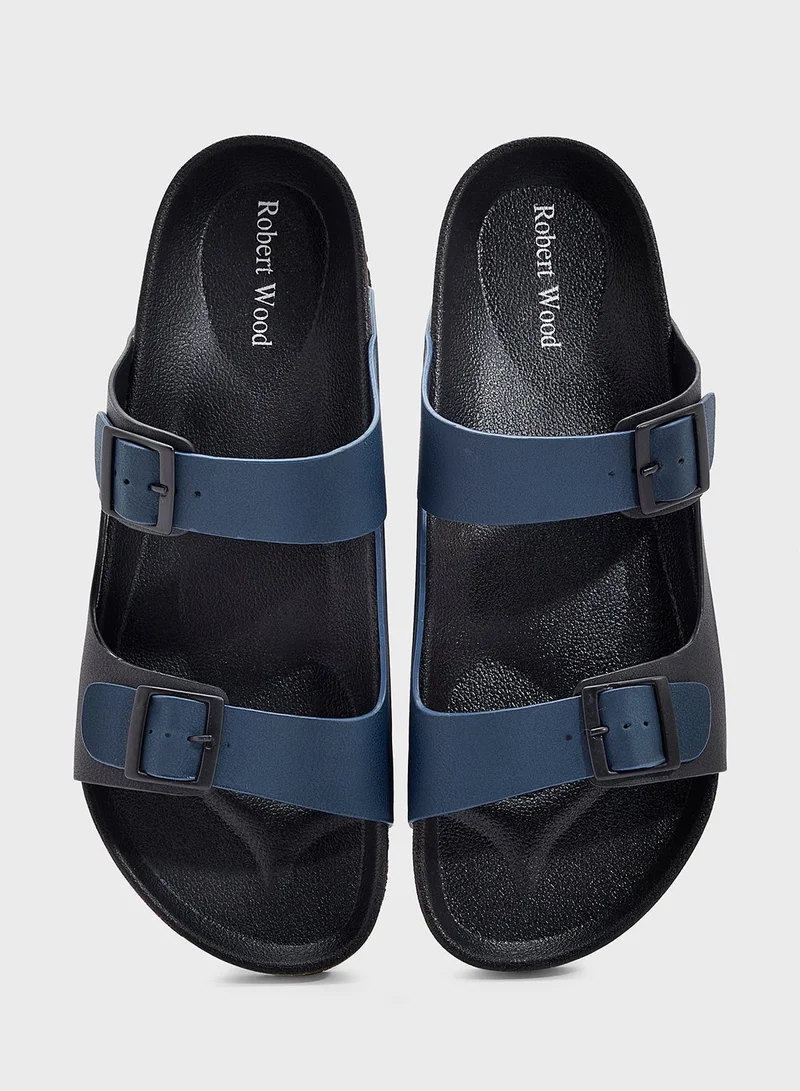 Robert Wood Navy-Black Casual Comfort Sandals for Men | Best Price UAE