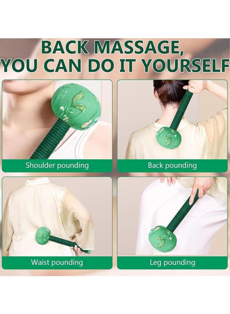 قطعتان من مطرقة تصريف لمفاوي بمقبض طويل 33 سم، مطرقة تدليك يدوية للجسم، مطرقة تدليك بالشيح، مطرقة تدليك للظهر، مطرقة تدليك للجسم بالكامل من نبات الشيح للاستخدام المنزلي والسفر والمكتب، لتخفيف آلام ا - Image 4