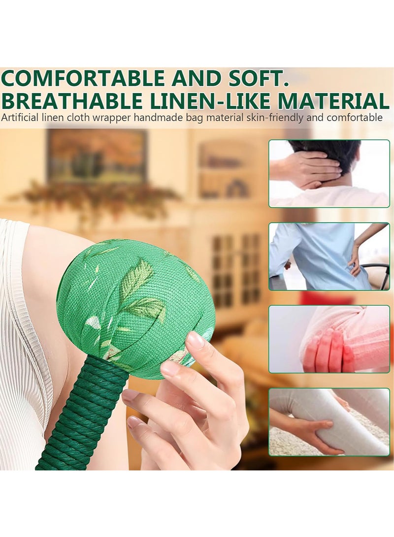 قطعتان من مطرقة تصريف لمفاوي بمقبض طويل 33 سم، مطرقة تدليك يدوية للجسم، مطرقة تدليك بالشيح، مطرقة تدليك للظهر، مطرقة تدليك للجسم بالكامل من نبات الشيح للاستخدام المنزلي والسفر والمكتب، لتخفيف آلام ا - Image 5