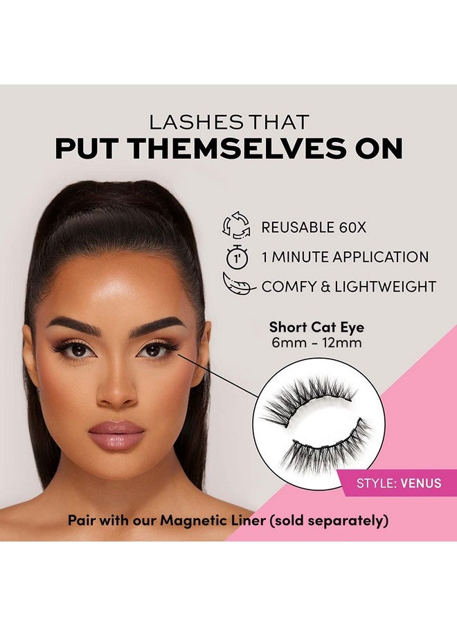 Glamnetic - Magnetic Eyelashes Venus ; Short Magnetic Lashes, 60 Wears Reusable High Volume Faux Mink Lashes, Cat Eye, 3D Natural Look 1 Pair - Image 1