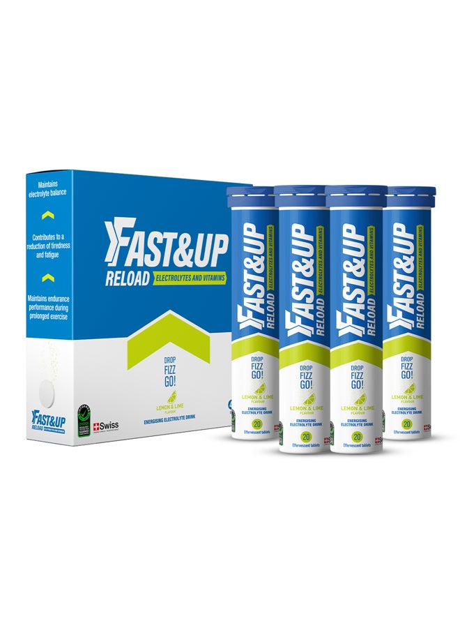 FAST&UP Reload - Electrolye Hydration Drink - 80 Effervescent Tablets, Lemon Lime Flavour - Image 1