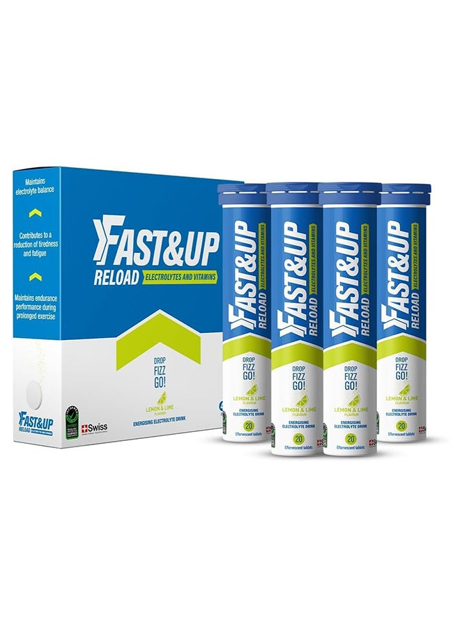 FAST&UP Reload - Electrolye Hydration Drink - 80 Effervescent Tablets, Lemon Lime Flavour - Image 1