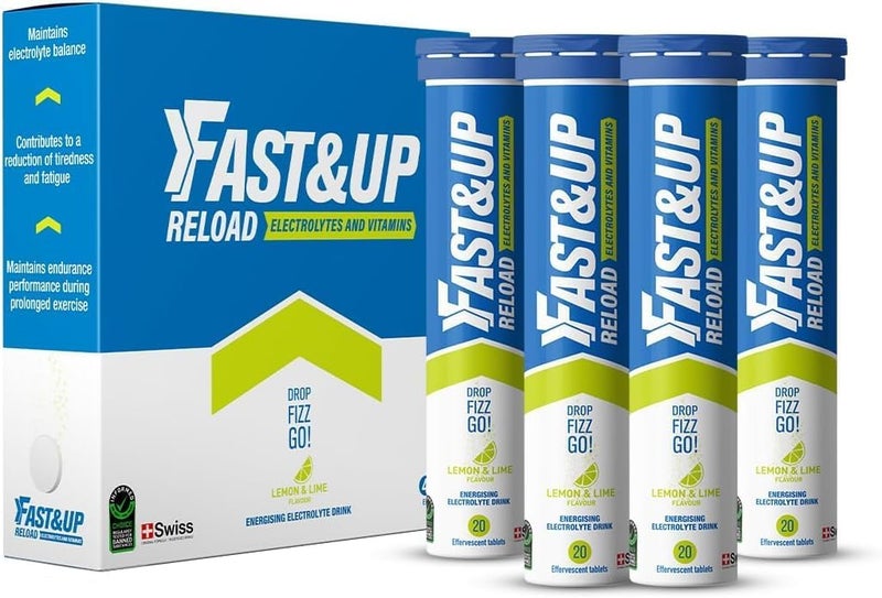 FAST&UP ريلود - مشروب ترطيب إلكتروليتي - 80 قرص فوار، بنكهة الليمون والليمون الأخضر - Image 1