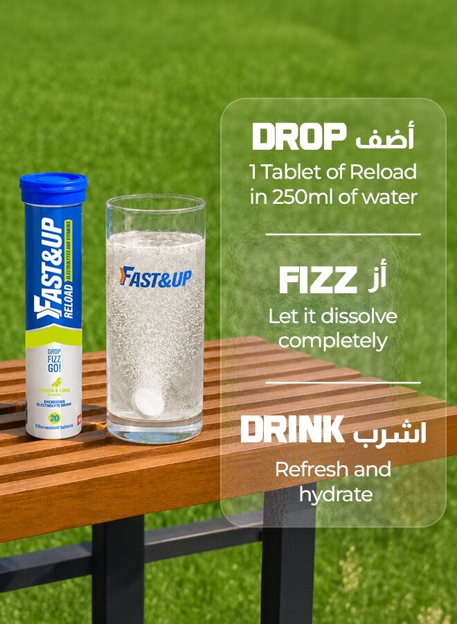 Reload - Electrolye Hydration Drink - 80 Effervescent Tablets, Lemon Lime Flavour