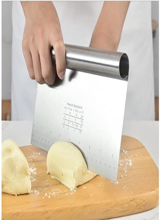 TREXEE Multi-Purpose Stainless Steel Pizza Dough Scraper Cutter Baking Pastry Spatulas Cake Cake Scraper Chopper Dough Cutter Fondant Cream Spatulas Kitchen DIY Baking Decorating Tools (Cake Scraper) - Image 2