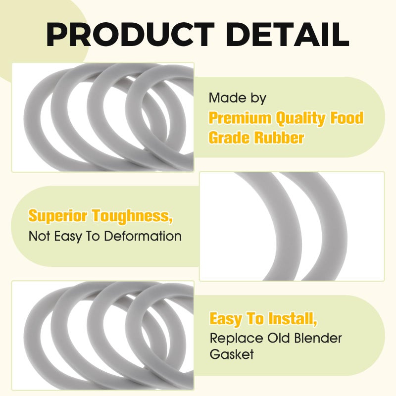 DRELD بديل لحلقة مطاطية لخلاط بلاك آند ديكر، استبدال 132812-07، متوافق مع خلاط بلاك آند ديكر BL1900 BL3900 BL4900 BL5000 BL5900 BL6000 (عبوة من 4) - Image 3