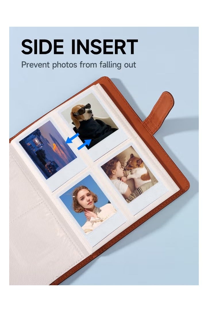 الروهيت ألبوم صور صغير يحتوي على 128 جيبًا لكاميرا فوجي فيلم إنستاكس ميني، وكاميرا بولارويد سناب، وكاميرات سوشيال ماتيك الفورية (بني) - Image 5