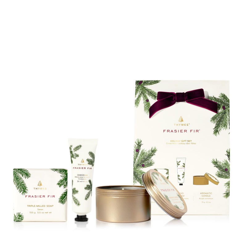 Thymes Frasier Fir Hand Cream Travel Tin Candle Jar and Bar Soap Gift Set Scented with Notes of Siberian Fir Cedarwood and Sandalwood Luxury Home Fragrance Set Hostess Gift for the Holidays - Image 2