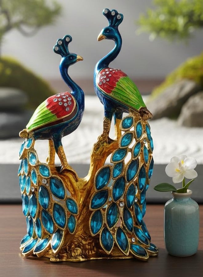 ARTISKRITI Peacock Decoration Items Showpiece, Home and Temple Decor, Artificial Peacocks for Kanha Ji Mandir Decoration, Blue - Image 4
