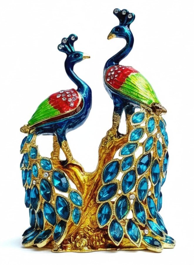 ARTISKRITI Peacock Decoration Items Showpiece, Home and Temple Decor, Artificial Peacocks for Kanha Ji Mandir Decoration, Blue - Image 1