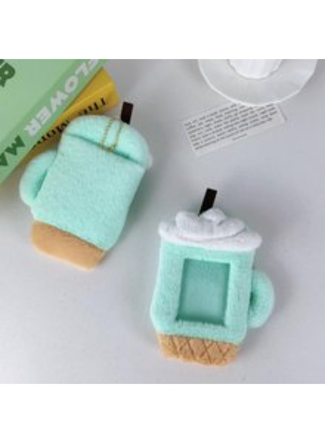 NIBEMINENT 1 - Piece Cartoon Ice Cream Milk Tea Cup Kpop Photo Card Holder Pendant Key Chain ID Badge Holder ID Card Holder Photo Card Protector for School ID Office ID Access Card for Women Girls - Image 1