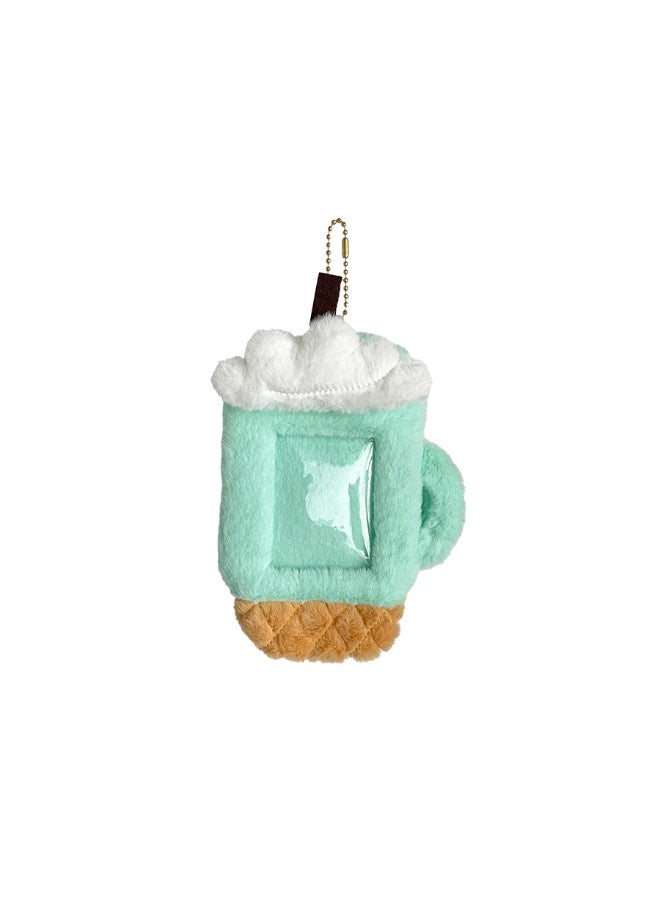 NIBEMINENT 1 - Piece Cartoon Ice Cream Milk Tea Cup Kpop Photo Card Holder Pendant Key Chain ID Badge Holder ID Card Holder Photo Card Protector for School ID Office ID Access Card for Women Girls - Image 2