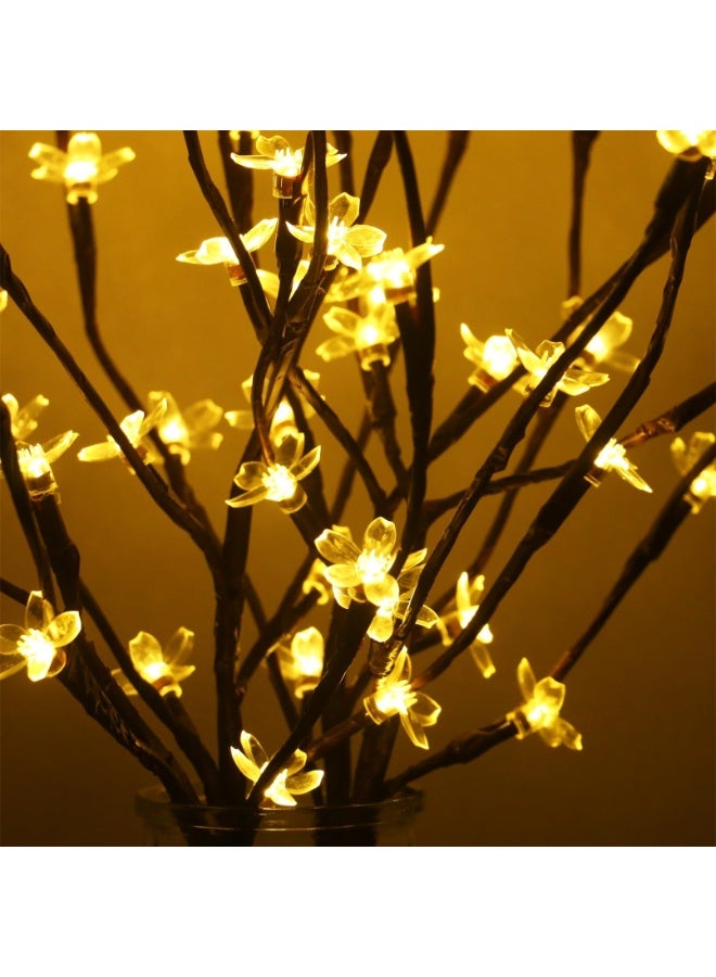 2-piece set, each with 20 LED cherry blossom lights, battery-powered, suitable for home living room and bedroom vase/branch decoration, holiday decorative lights, LED cherry blossom decoration, vase filler - Image 5