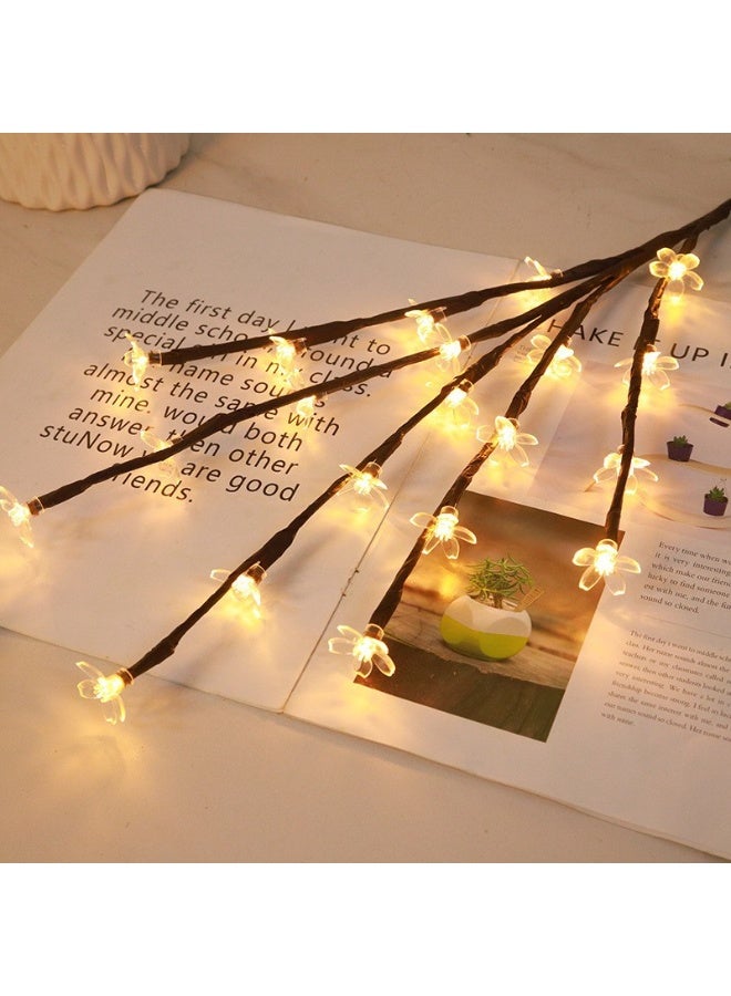 2-piece set, each with 20 LED cherry blossom lights, battery-powered, suitable for home living room and bedroom vase/branch decoration, holiday decorative lights, LED cherry blossom decoration, vase filler - Image 4